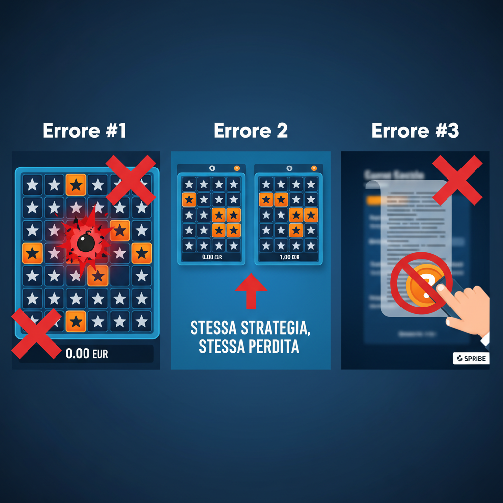Esempi visivi degli errori più comuni commessi dai giocatori di Mines