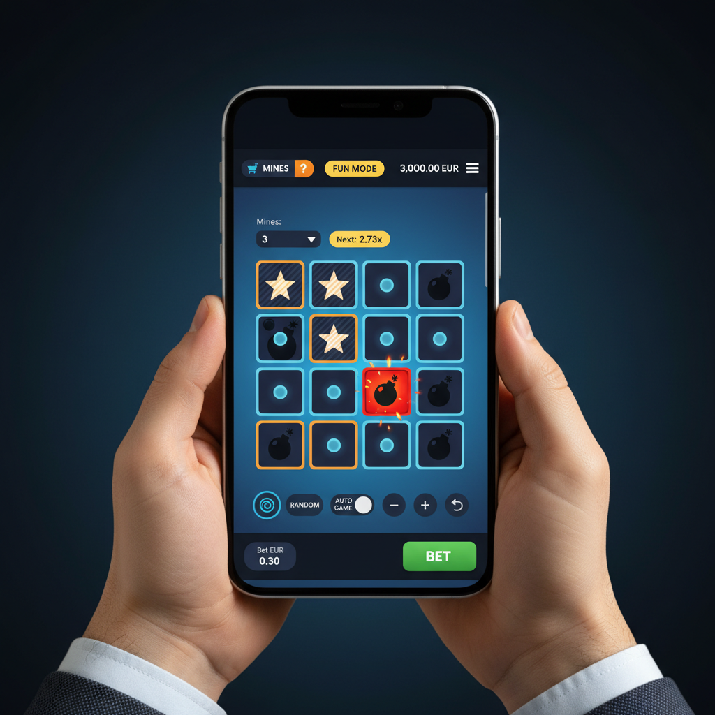 Mines SPRIBE - schermata principale di gioco su smartphone