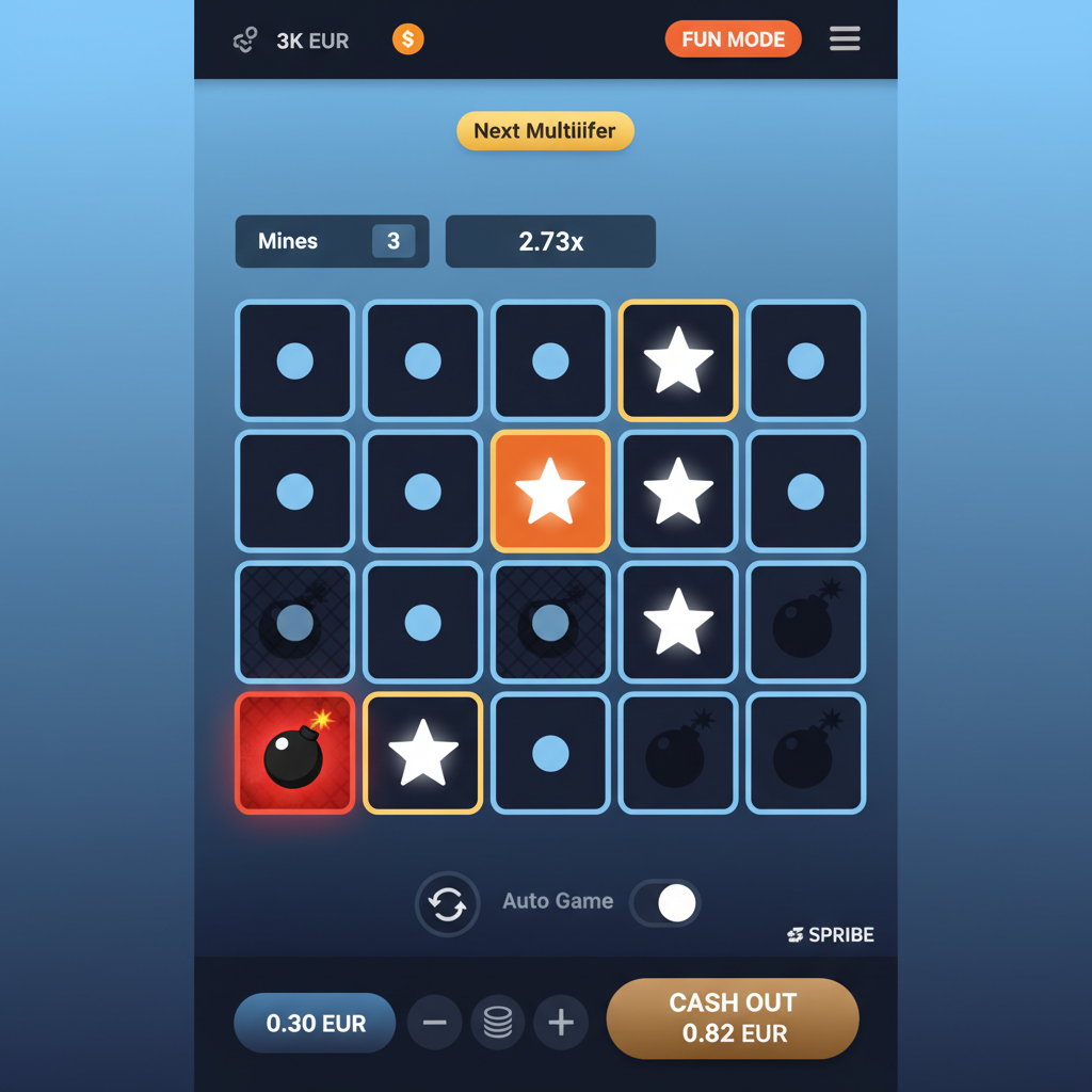 Mines SPRIBE - griglia di gioco attiva su mobile